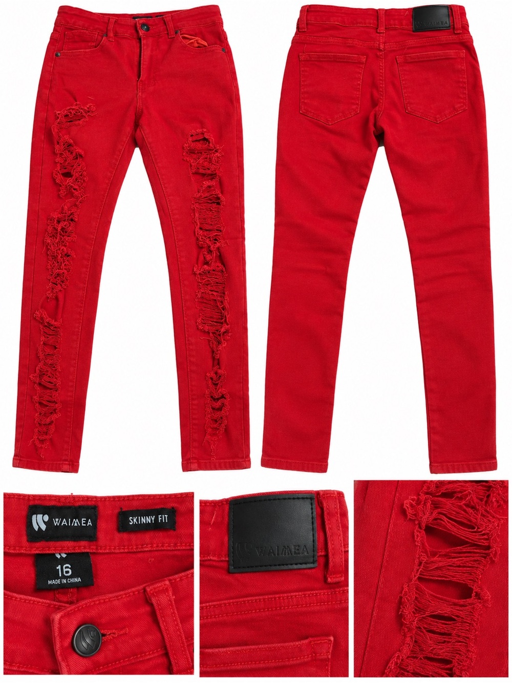 Aime Leon Dore Kids Red Distressed Skinny Jeans